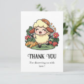 コテージ魅力的コアシープベビーシャワー サンキューカード (スタンド正面)