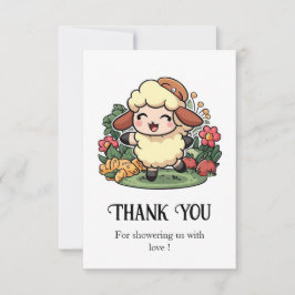 コテージ魅力的コアシープベビーシャワー サンキューカード