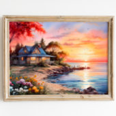 コテージ魅力的シースケープトランタルサンセット ポスター