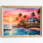 コテージ魅力的シースケープトランタルサンセット ポスター