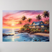 コテージ魅力的シースケープトランタルサンセット ポスター (正面)