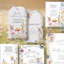 コテージ魅惑された妖精フローラベビーガールシャワー ギフトタグ