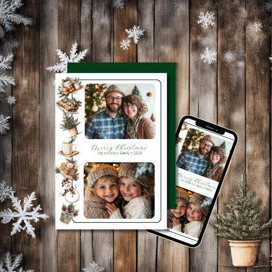 コテージ ヒュッゲ ツー フォト (グリーントーン) シーズンカード