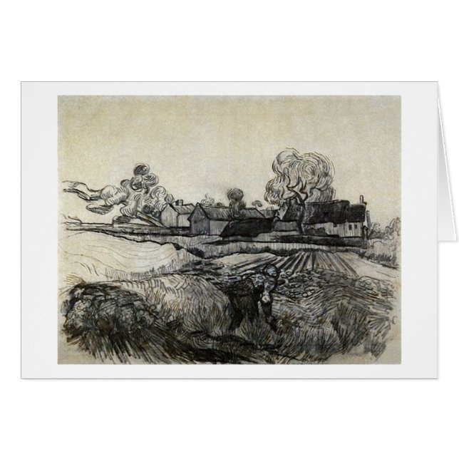 コテージ、フォアグラウンドの女性、ヴィンセント・ヴァン・ゴッホ (正面横)