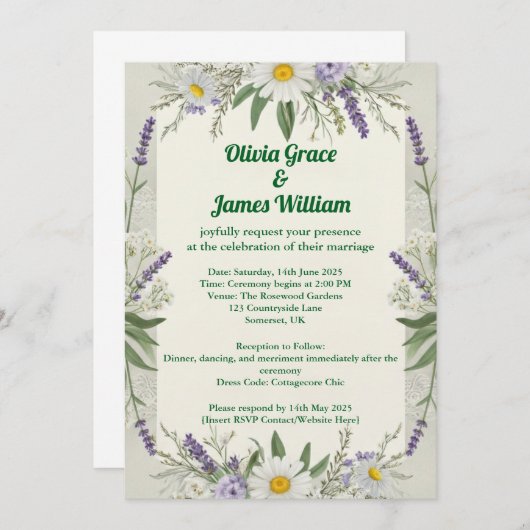 コテ素朴ガコア結婚式招待状 招待状 (正面/裏面)