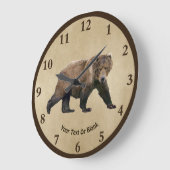 コディアクベアオンオールド紙 ラージ壁時計 (傾斜)