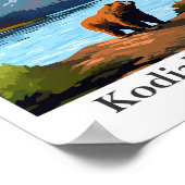 コディアックアイランドアラスカ旅行ポトレイトイラストレーション ポスター (角)