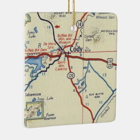 コディーワイオミングヴィンテージの地図 セラミックオーナメント (右)