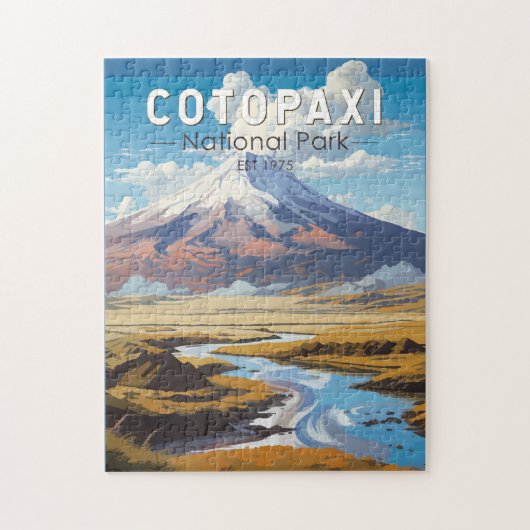 コトパシナショナルパークエクアドル旅行アートヴィンテージ ジグソーパズル (縦)