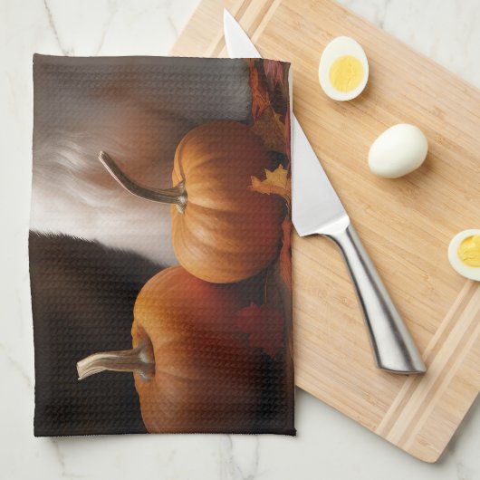 コトンデチュラヤパピーオータムデライトカボチャ キッチンタオル (四つ折り)