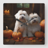 コトンデチュラヤパピーオータムデライトカボチャ スクエア壁時計 (正面)