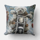コトンデチュラードッグライディングオートバイクリスマス クッション (正面)