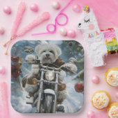 コトンデチュラードッグライディングオートバイクリスマス ペーパープレート (パーティー)