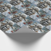 コトンデチュラードッグライディングオートバイクリスマス ラッピングペーパー (角)