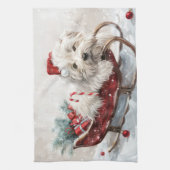 コトンデチュリードッグクリスマスフェスティバル キッチンタオル (縦)
