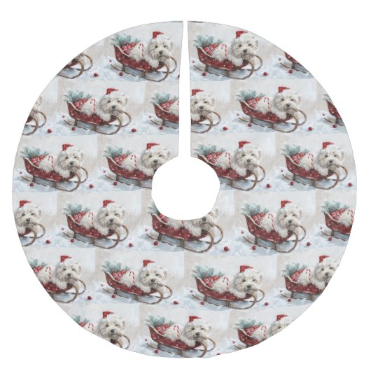 コトンデチュリードッグクリスマスフェスティバル ブラッシュドポリエステルツリースカート (正面)