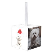 コトンデチュリードッグ2フォトクリスマスホリデー キューブオーナメント (裏面アングル)