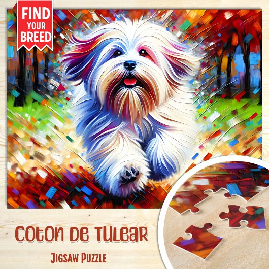 コトンデチュレードッグポートレートアクリルアートプリントドッグ ジグソーパズル