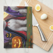 コトンデトゥルイヤードッグスパンプキンハロウィンおもしろい キッチンタオル (四つ折り)