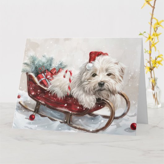 コトンドゥテュレアの犬のクリスマス カード (黄色い花)