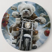 コトンドゥテュレア 犬 オートバイ クリスマス 缶バッジ (正面)