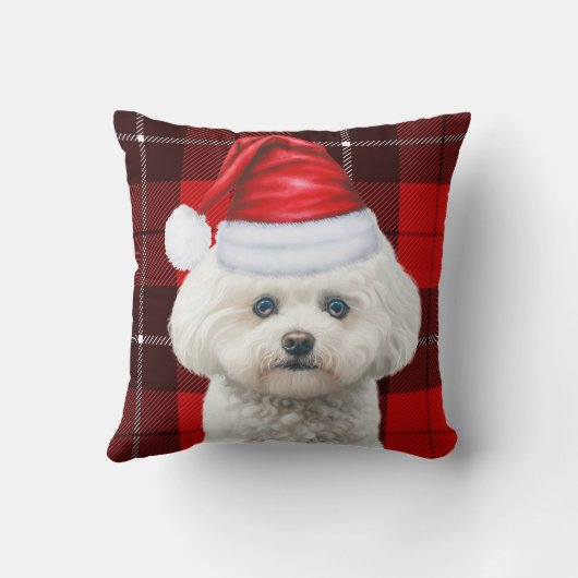 コトンドチュリードッグ赤い格子模様クリスマス クッション (裏面)