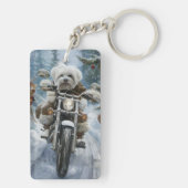 コトン・ド・テュレアの犬のバイクのクリスマス キーホルダー (裏面)