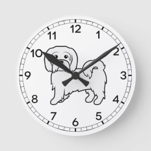 コトン・ド・テュレア かわいいキャラクター 犬 イラスト ラウンド壁時計