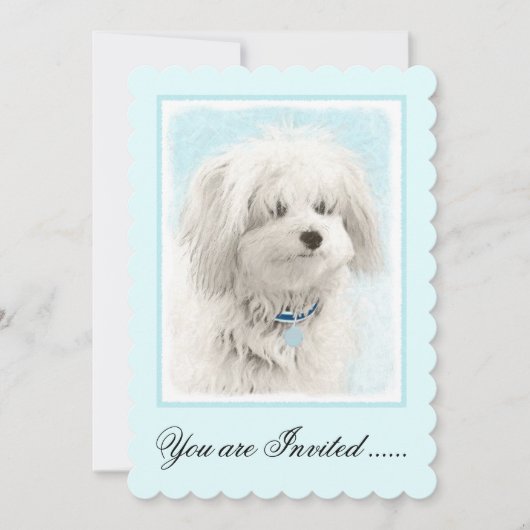 コトン·ド·トゥリ絵画アの可愛いオリジナル·ドッグアート 招待状 (正面)