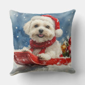 コトン・ド・トラーそりを雪のクリスマスに入れる クッション (裏面)