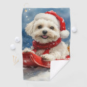 コトン・ド・トラーそりを雪のクリスマスに入れる ゴルフタオル (インサイチュ)