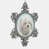 コトン・ド・絵画チュリーズ – かわいいオリジナルドッグアート スノーフレークピューターオーナメント (左)