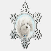 コトン・ド・絵画チュリーズ – かわいいオリジナルドッグアート スノーフレークピューターオーナメント (右)