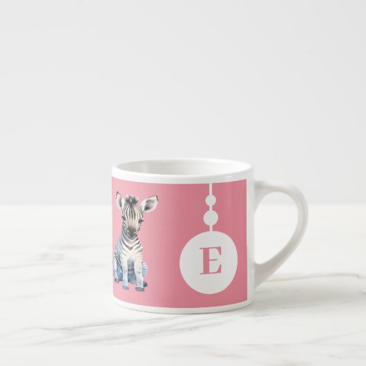 コドモのゼブラパーソナライズされたマグネームpink エスプレッソカップ (右)
