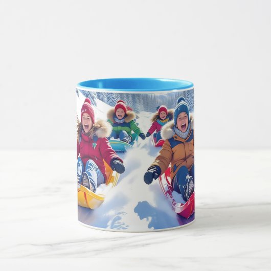 コドモ達が喜んで冬のおもしろいを眠る マグカップ (中央)