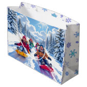 コドモ達が喜んで冬のおもしろいを眠る ラージペーパーバッグ (裏面アングル)