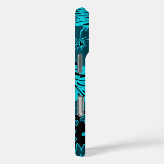 コナタイムズハイビスカスハワイアンがエンジニアリングブラックティール(緑がかった色) Case-Mate iPhoneケース (裏面 / 右)