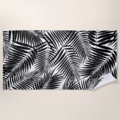 コナパームハワイアンリーフトロピカルブラック ビーチタオル (正面)