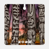 コナ、ハワイ、両面スクエア、セラミックオーナメント メタルオーナメント (裏面)