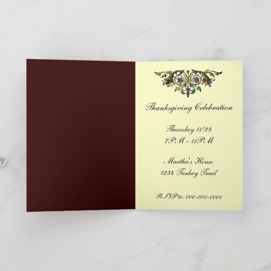 コニカミディアム感謝祭折りたたみ招待状 シーズンカード (内部)