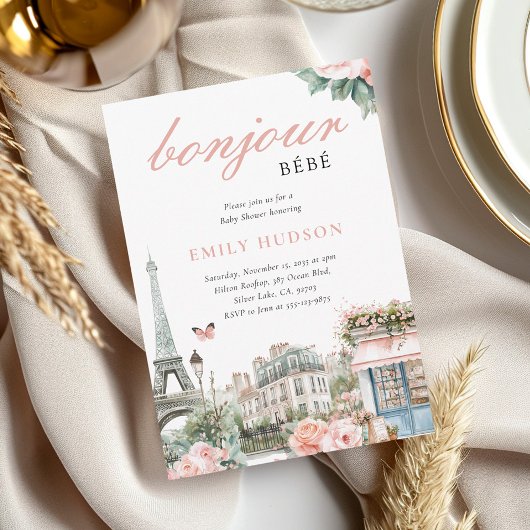 コニチワ ベベ パリ フランス ベビーシャワー インビテーション