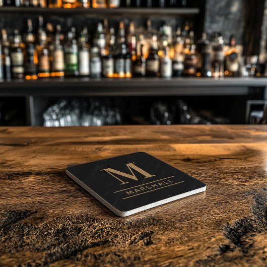 コニャッククラシックタンモノグラムパーソナライズされたイニシャル ストーンコースター