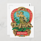 コニャックヴューグランデシャンパーニュヴィンテージラベルアート ポストカード (正面/裏面)