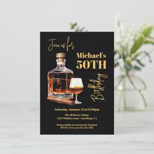 コニャック&シガー誕生日 招待状 (スタンド正面)