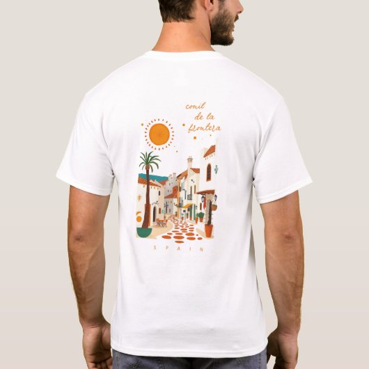 コニル・デ・ラ・フロンテラ スペイン 白い町 衣類 Tシャツ (裏面)