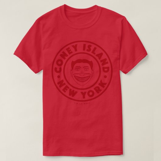 コニーアイランドニューヨークシティレッド障害顔 Tシャツ (デザイン正面)