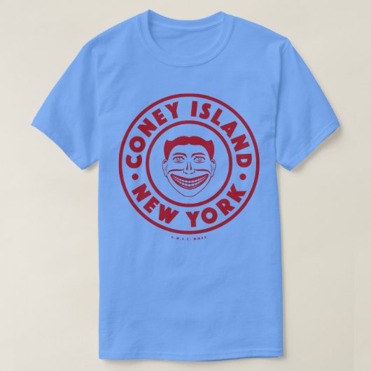 コニーアイランドニューヨークシティレッド障害顔 Tシャツ (デザイン正面)