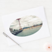 コニーアイランドビーチパノラマ 楕円形シール (封筒)