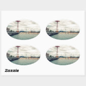 コニーアイランドビーチパノラマ 楕円形シール (シート)