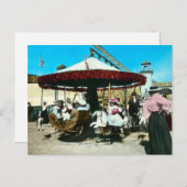 コニーアイランド回転木馬1890s魔法ランタンスライド ポストカード (正面/裏面)